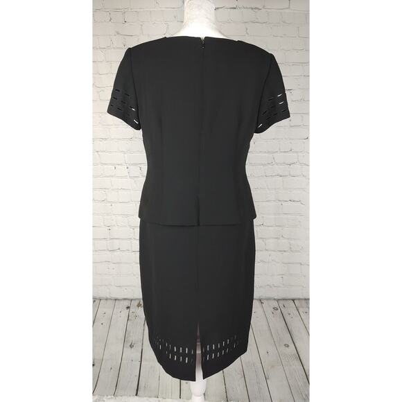 Donna Morgan Dress Black Career Cutout Detail Short Sleeve Workwear Size 8 - Picture 3 of 7